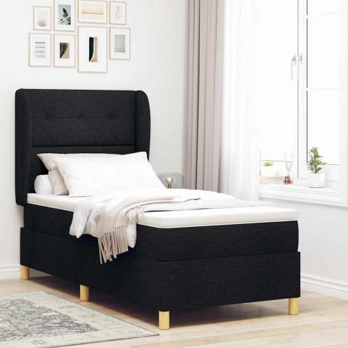 vidaXL Boxspring ágy matraccal Sötétszürke 90x190 cm Szövet Fekete