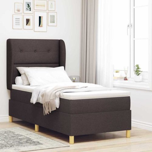 vidaXL Boxspring ágy matraccal Sötétszürke 90x190 cm Szövet sötétbarna