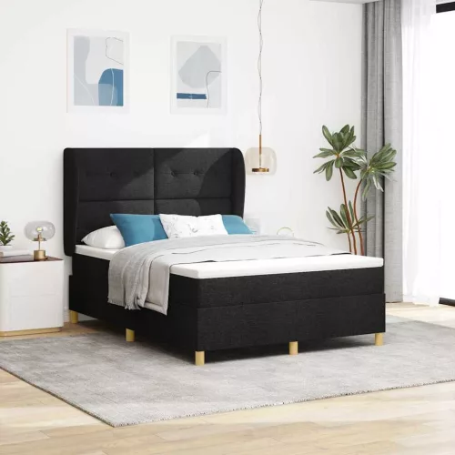 vidaXL Boxspring ágy matraccal Sötétszürke 90x190 cm Szövet Fekete