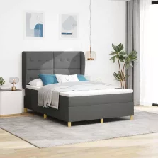   vidaXL Boxspring ágy matraccal Sötétszürke 90x190 cm Szövet szövet