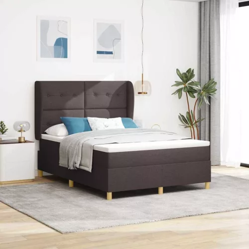vidaXL Boxspring ágy matraccal Sötétszürke 90x190 cm Szövet sötétbarna