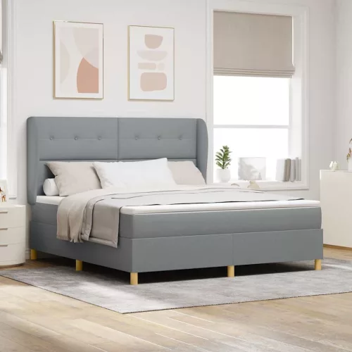 vidaXL Boxspring ágy matraccal Sötétszürke 90x190 cm Szövet szövet