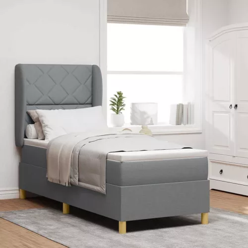 vidaXL Boxspring ágy matraccal Sötétszürke 90x190 cm Szövet szövet