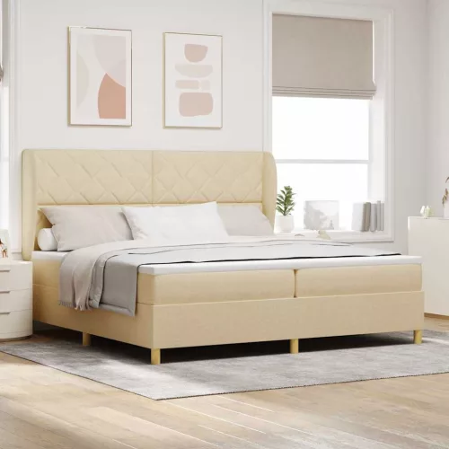 vidaXL Boxspring ágy matraccal Sötétszürke 90x190 cm Szövet Krém
