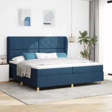   vidaXL Boxspring ágy matraccal Sötétszürke 90x190 cm Szövet Kék szövet