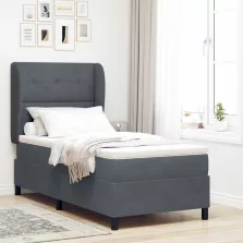   vidaXL Boxrugós ágy matracmal Sötétszürke 200 x 80 cm Poliészter