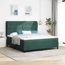  vidaXL Boxrugós ágy matracmal Sötétzöld 200 x 180 cm Poliészter