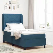   vidaXL Boxrugós ágy matracmal Sötét kék 200 x 100 cm Poliészter