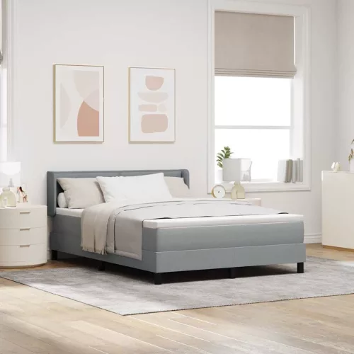 vidaXL Boxrugós ágy matracmal Világosszürke 190 x 140 cm Poliészter