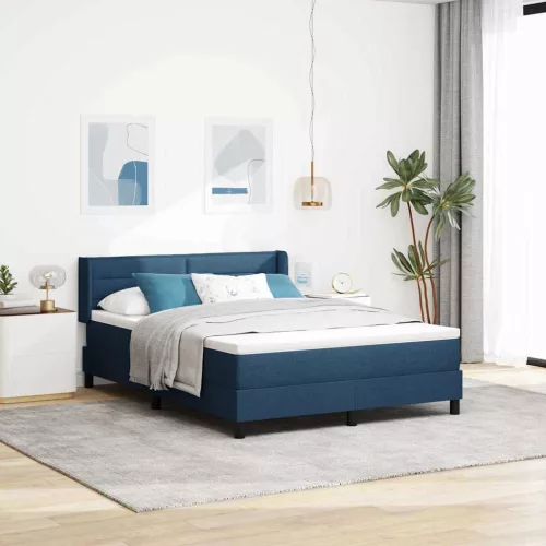vidaXL Boxrugós ágy matracmal Sötét kék 200 x 160 cm Poliészter