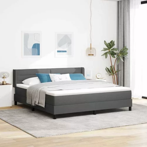 vidaXL Boxrugós ágy matracmal Sötétszürke 200 x 180 cm Poliészter