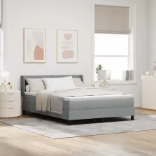   vidaXL Boxrugós ágy matracmal Világosszürke 190 x 140 cm Poliészter