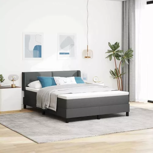 vidaXL Boxrugós ágy matracmal Sötétszürke 200 x 140 cm Poliészter