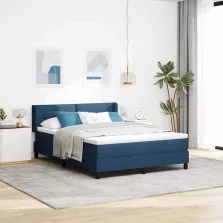  vidaXL Boxrugós ágy matracmal fejtámlával Kék 200 x 160 cm Poliészter