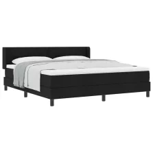   vidaXL Boxrugós ágy matracmal Fekete 200 x 180 cm Poliészter