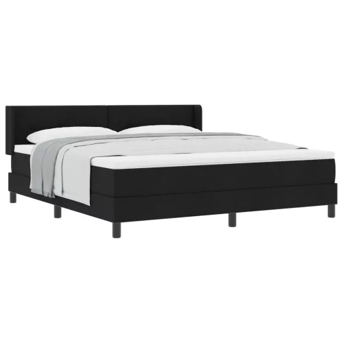 vidaXL Boxrugós ágy matracmal Fekete 200 x 180 cm Poliészter