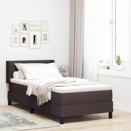 vidaXL Boxrugós ágy matracmal Sötét Barna 190 x 90 cm Poliészter
