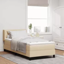   vidaXL Boxrugós ágy matracmal fejtámlával Krém 190 x 90 cm Poliészter