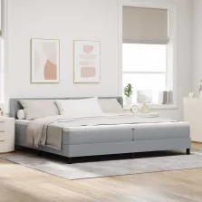   vidaXL Boxrugós ágy matracmal Világosszürke 200 x 200 cm Poliészter