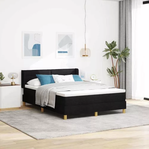 vidaXL Boxrugós ágy matracmal Fekete 190 x 140 cm Poliészter