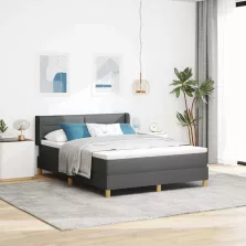   vidaXL Boxrugós ágy matracmal Sötétszürke 200 x 140 cm Poliészter