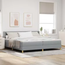   vidaXL Rugós Ágy matracmal Világosszürke 200 x 200 cm szövet