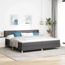   vidaXL Boxrugós ágy matracmal Sötétszürke 200 x 200 cm Poliészter