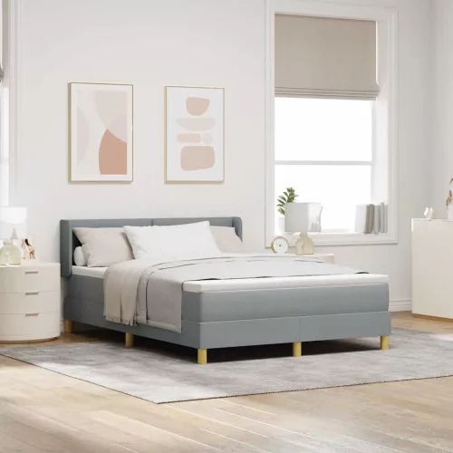 vidaXL Boxrugós ágy matracmal Világosszürke 190 x 140 cm Poliészter