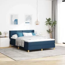   vidaXL Rugós Ágy matracmal fejtámlával Kék 160 x 200 cm szövet