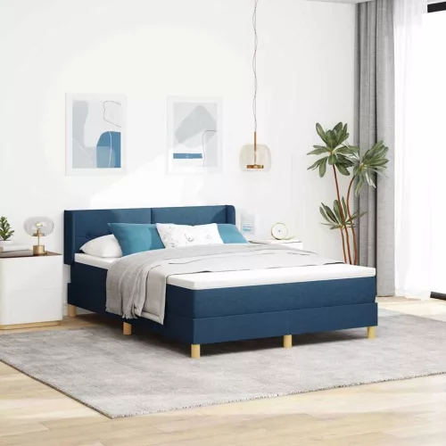 vidaXL Rugós Ágy matracmal fejtámlával Kék 160 x 200 cm szövet