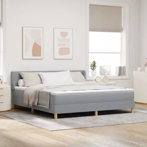vidaXL Rugós Ágy matracmal Világosszürke 180 x 200 cm szövet