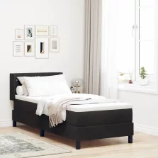   vidaXL Boxrugós ágy matracmal Fekete 200 x 80 cm Poliészter