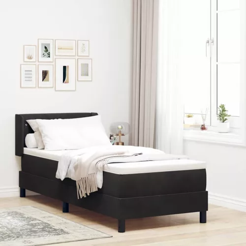 vidaXL Boxrugós ágy matracmal Fekete 200 x 80 cm Poliészter