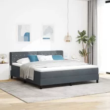   vidaXL Boxrugós ágy matracmal Sötétszürke 200 x 180 cm Poliészter