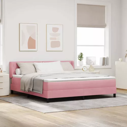 vidaXL Boxrugós ágy matracmal Rózsaszín 200 x 180 cm Poliészter
