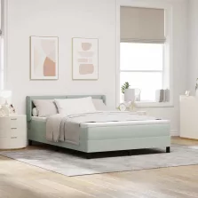   vidaXL Boxrugós ágy matracmal Világosszürke 200 x 140 cm Poliészter