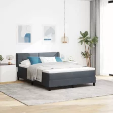   vidaXL Boxrugós ágy matracmal Sötétszürke 200 x 140 cm Poliészter