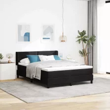   vidaXL Boxrugós ágy matracmal Fekete 200 x 140 cm Poliészter