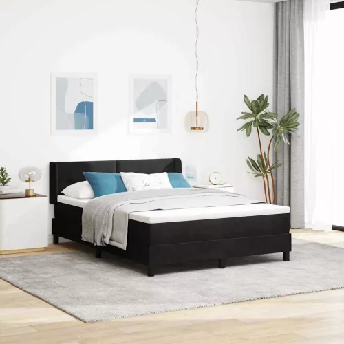 vidaXL Boxrugós ágy matracmal Fekete 200 x 140 cm Poliészter