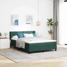   vidaXL Boxrugós ágy matracmal Sötétzöld 200 x 140 cm Poliészter