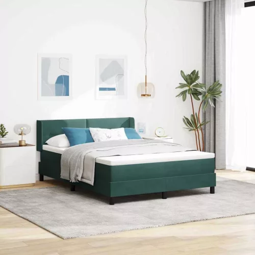 vidaXL Boxrugós ágy matracmal Sötétzöld 200 x 140 cm Poliészter