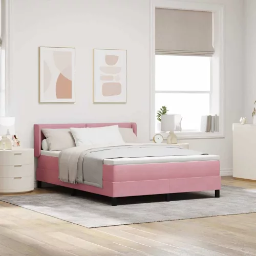 vidaXL Boxrugós ágy matracmal Rózsaszín 200 x 140 cm Poliészter