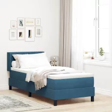  vidaXL Boxrugós ágy matracmal Sötét kék 200 x 80 cm Poliészter