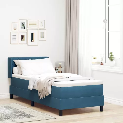 vidaXL Boxrugós ágy matracmal Sötét kék 200 x 80 cm Poliészter