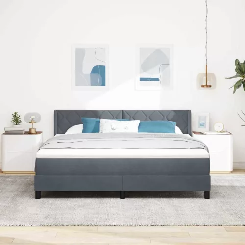 vidaXL Boxrugós ágy matracmal Sötétszürke 200 x 180 cm Poliészter