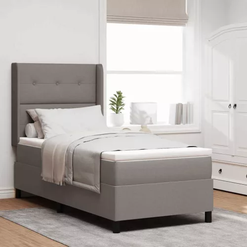 vidaXL Boxrugós ágy matracmal fejtámlával Tópszínű 190 x 90 cm szövet