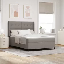   vidaXL Boxrugós ágy matracmal fejtámlával Tópszínű 140 x 190 cm szövet