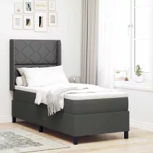   vidaXL Boxrugós ágy matracmal Sötétszürke 80 x 200 cm szövet