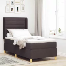   vidaXL Boxrugós ágy matracmal Sötét Barna 90 x 190 cm szövet