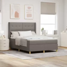   vidaXL Boxrugós ágy matracmal fejtámlával Tópszínű 160 x 200 cm szövet